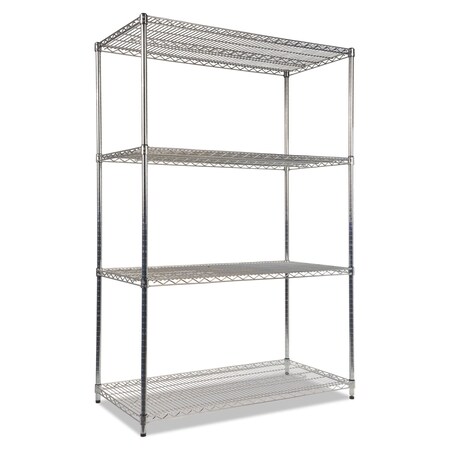 Alera Wire Shelving Unit, 24"D x 48"W x 72"H, 4 Shelves, Silver ALESW504824SR